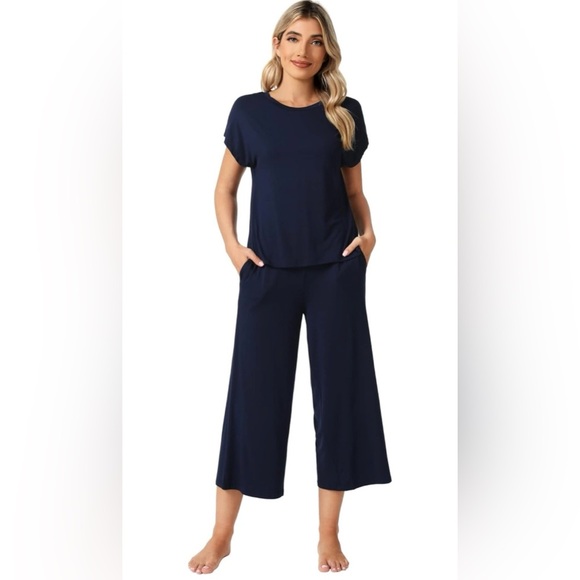 Bamboo Viscose Pajama Set Short Sleeve & Pants S–XXL Ultra Soft Various Colors - Picture 3 of 12